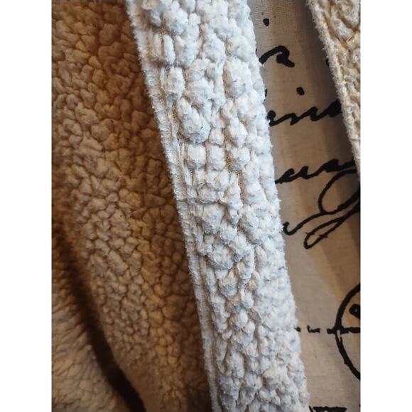 BDG Urban Outfitters Teddy Sherpa Jacket XS/S Reversible Oversized Hooded Ivory - Picture 2 of 4